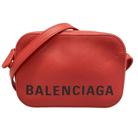 Auth BALENCIAGA Vir Camera XS 558171 Red Black Leather Shoulder Bag - Picture 1 of 16